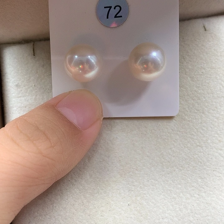 银S925镶嵌耳饰淡水珍珠12-13粉色