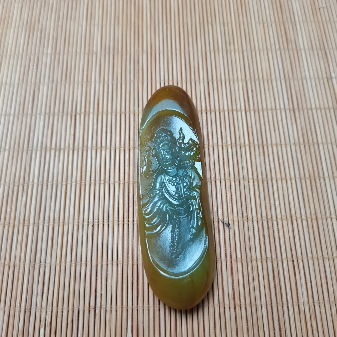新疆和田玉佛珠莲花观音菩萨48克