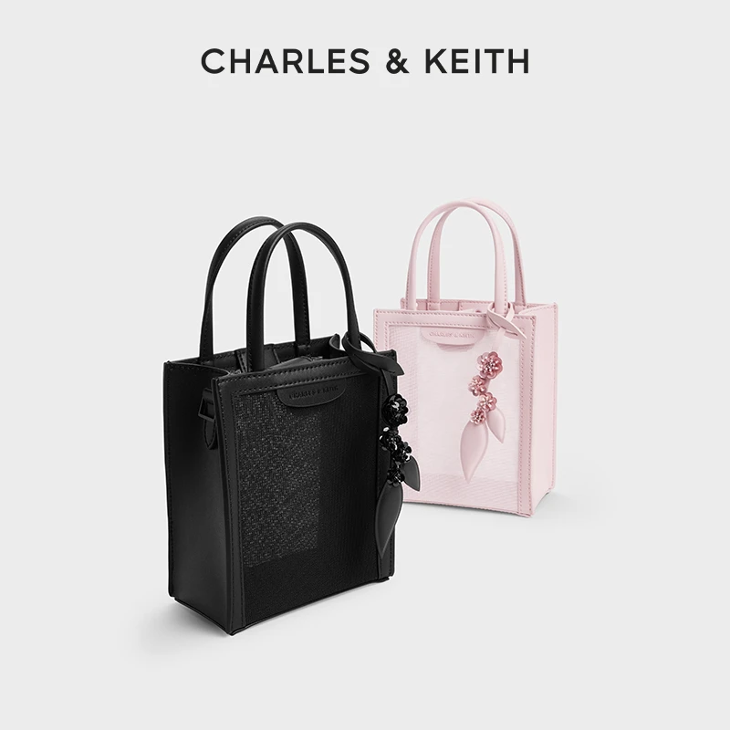 CHARLES & KEITH【商场同款】新欧若网纱花蕾水桶包30782573
