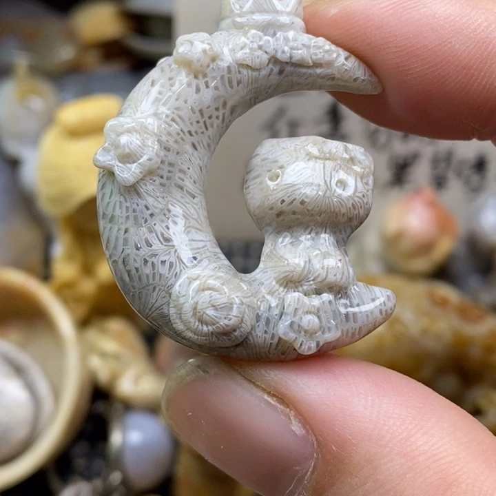 硅化珊瑚（珊瑚玉）未镶嵌颈饰