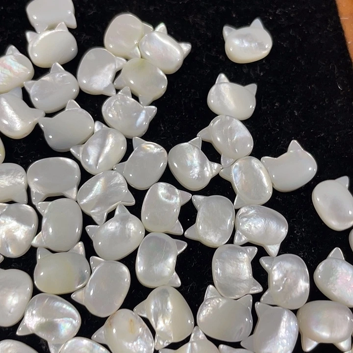 玛瑙/玉髓合金珠宝半成品3个大号横孔白蝶贝猫头