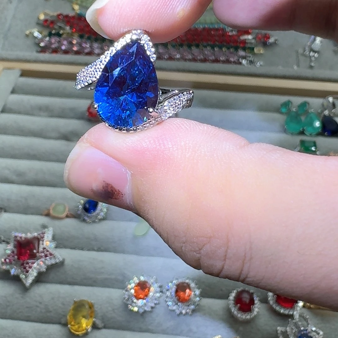 托帕石戒指银S925镶嵌