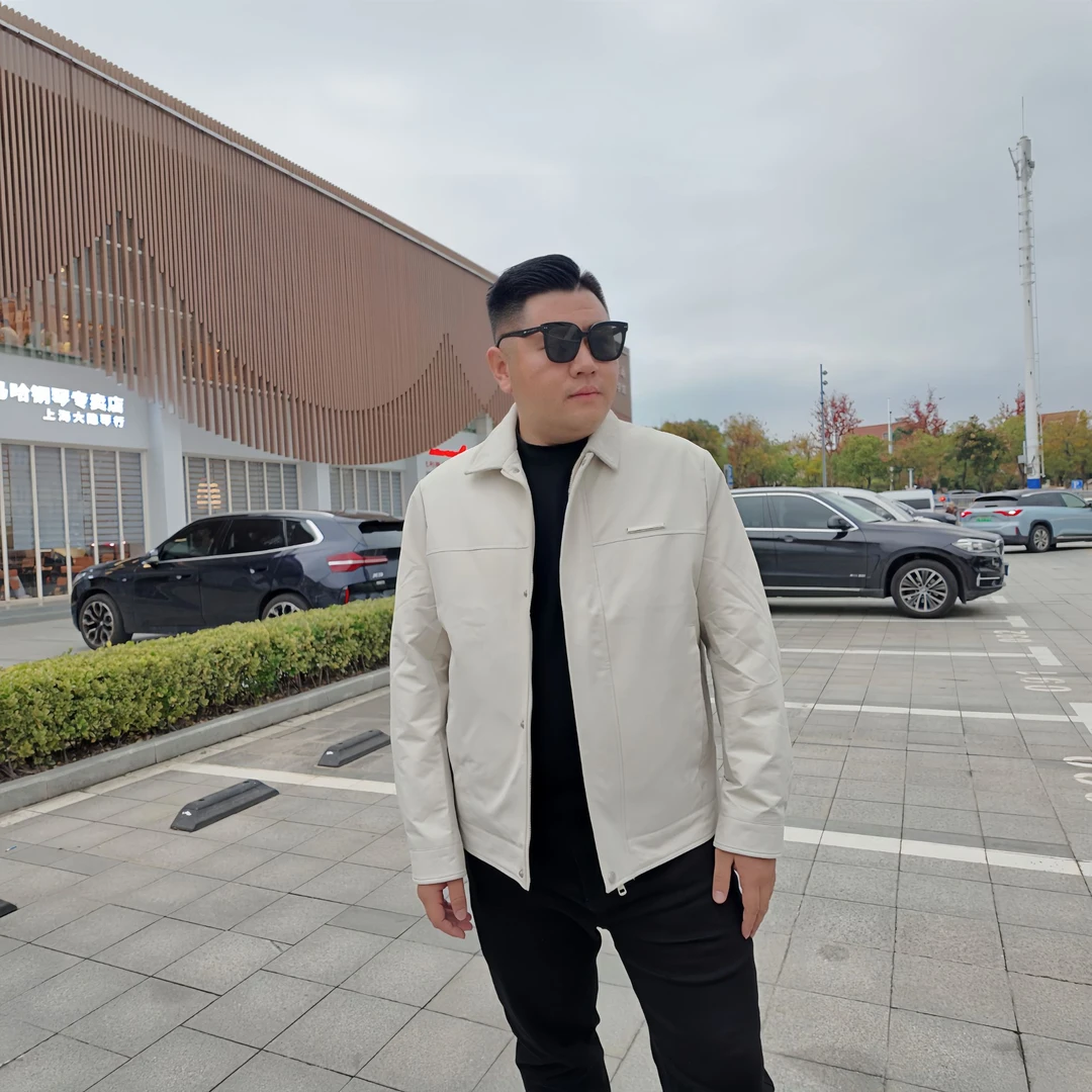 【宝总保暖90白鸭绒外套】男120-280斤可穿 翻领工装拉链羽绒外套