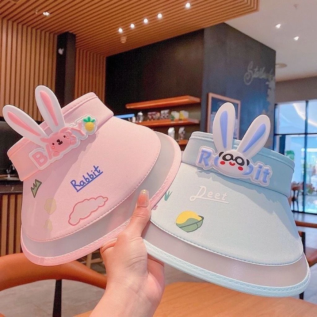 儿童防晒帽女夏季空顶防紫外线宝宝遮阳帽透气女童卡通太阳帽女款