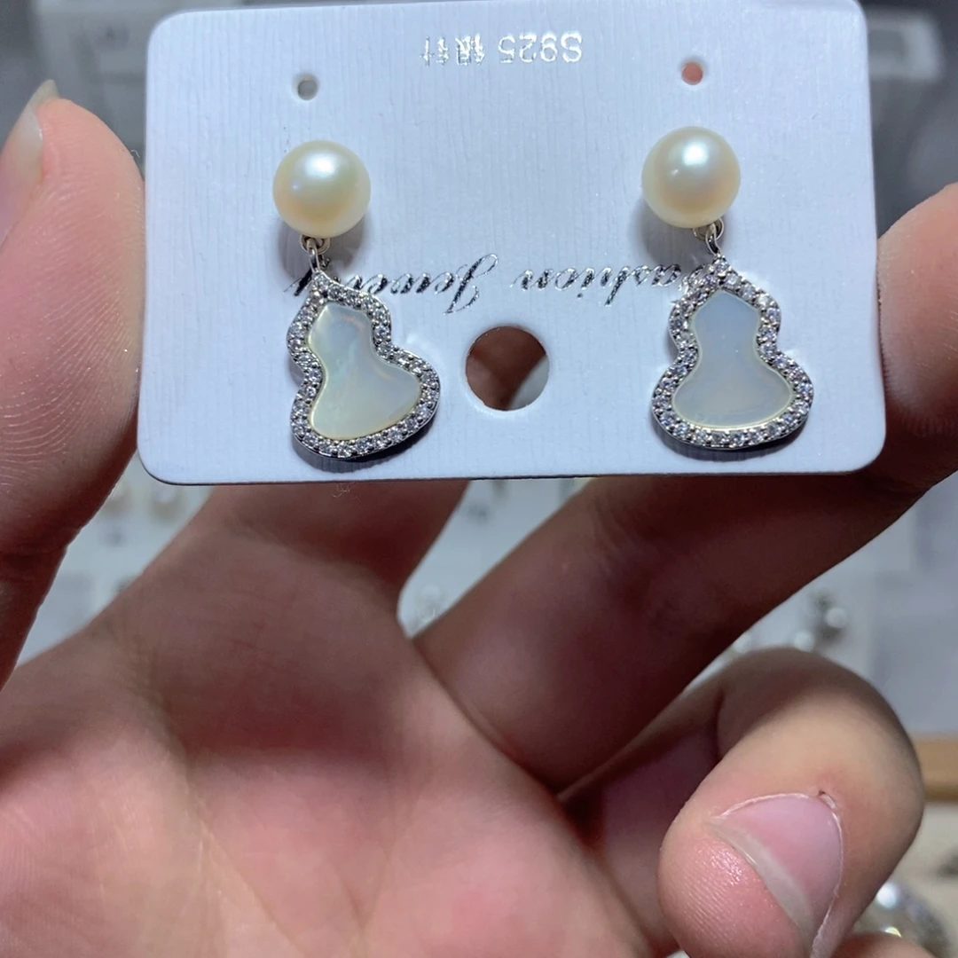 耳饰淡水珍珠银S925镶嵌