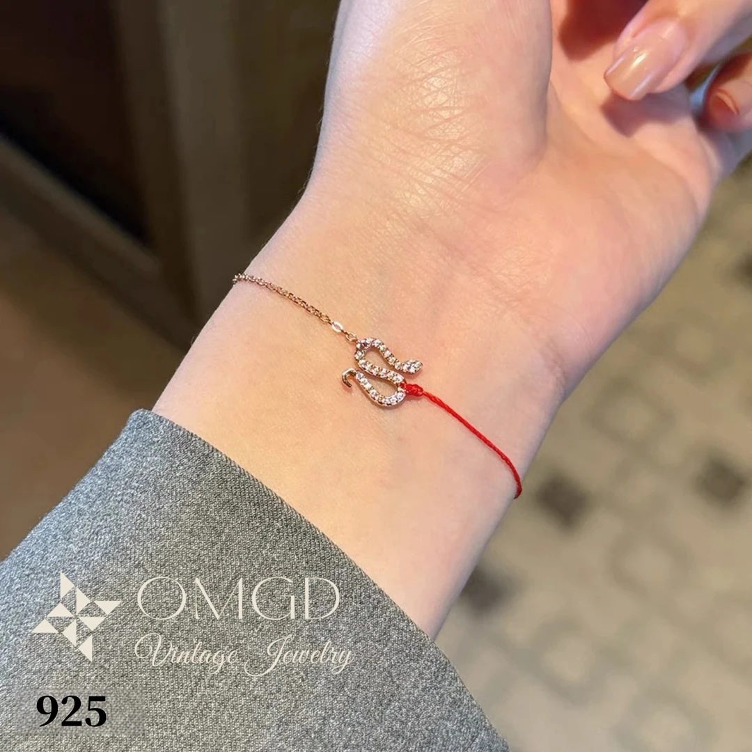 925银合成锆石手链 【A5024-2】半绳半链蛇链 精工CNC 设计款-HS2