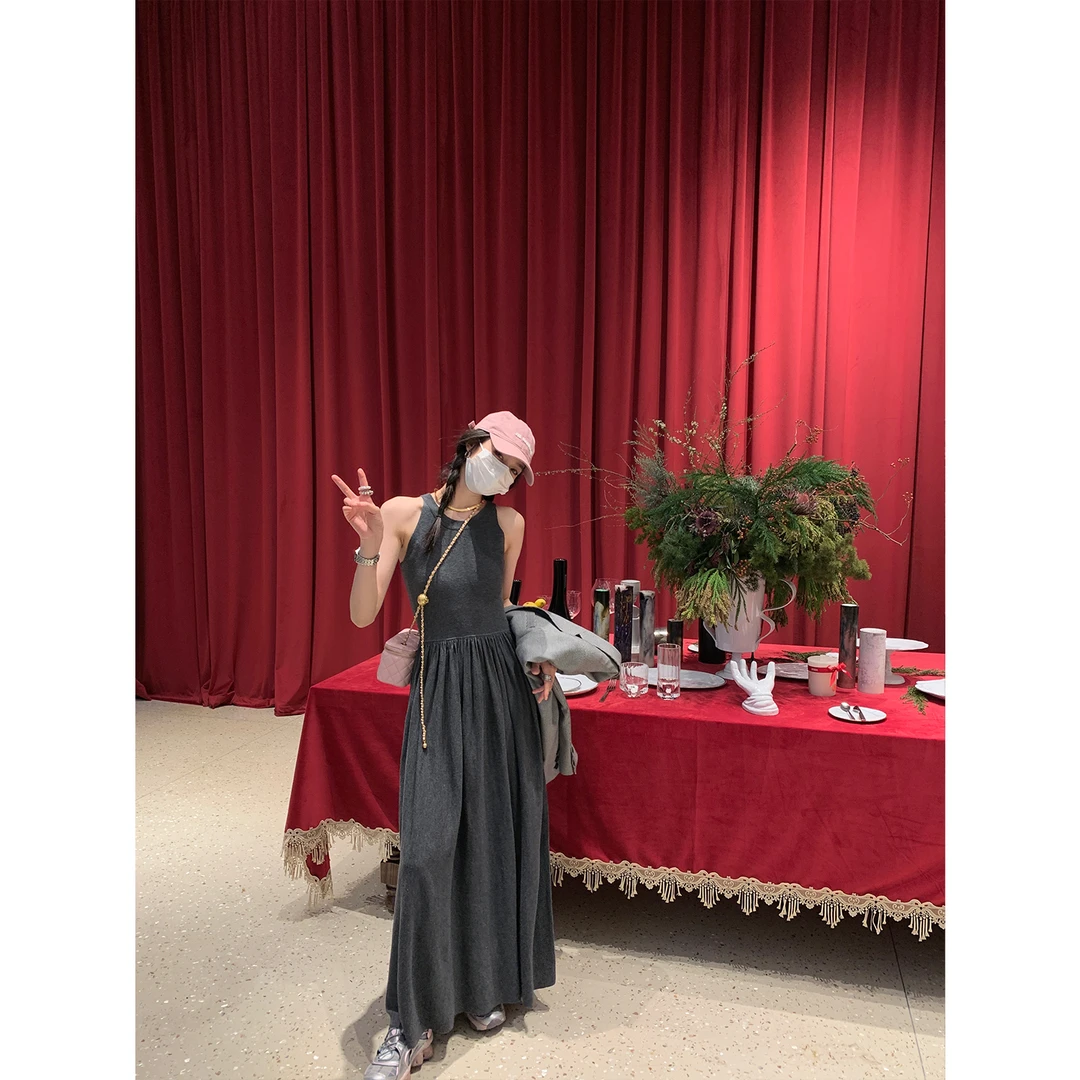 区区欧阳【慵懒荡荡裙】吊带针织连衣裙女春季吊带裙内搭长裙裙子