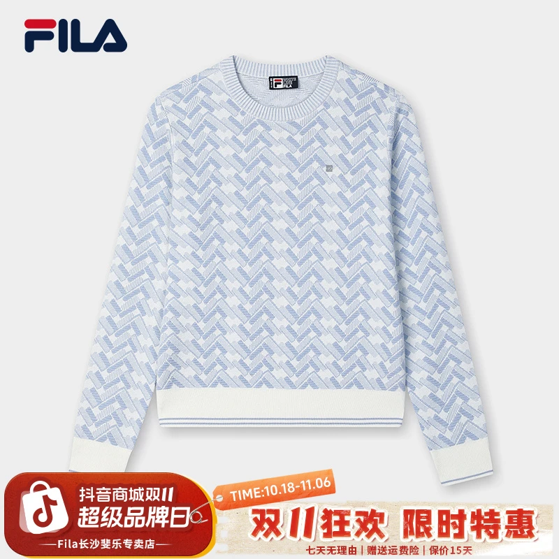 FILA斐乐女款春季新款半高领时尚休闲百搭编织衫F11W513405F