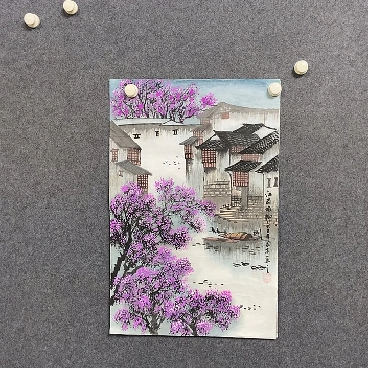 国画四尺三开一副