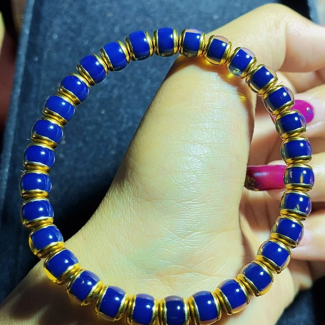 蓝珀裸石银S925镶嵌蓝珀萤火虫7mm毕业