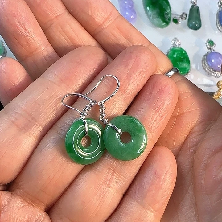 翡翠耳饰18K金镶嵌耳勾