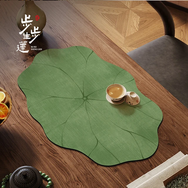 新中式荷叶硅藻泥茶垫茶席干泡台禅意杯垫子茶台桌垫隔热吸水餐垫