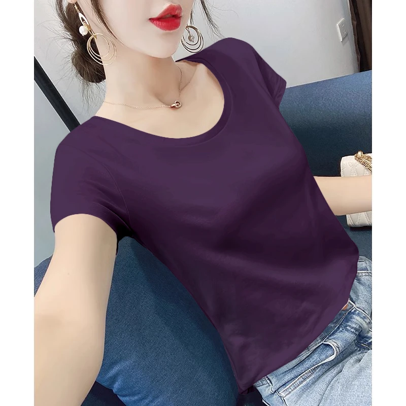 2025新款重磅260克莫代尔纯色百搭夏季宽松纯色显瘦洋气打底衫t恤