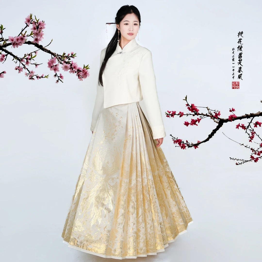 洛如嫣【百鸟朝凤织金款】中国风马面裙汉服女日常高腰显高显瘦