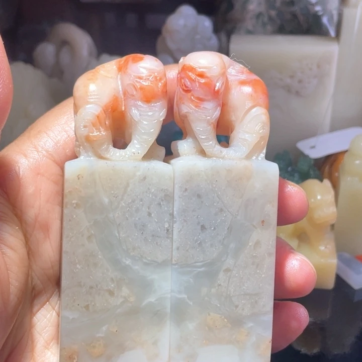 老挝石老挝石钮章对子2.6印面