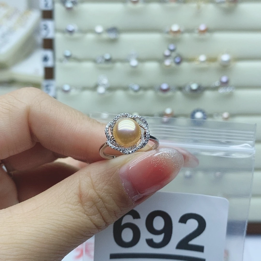 淡水珍珠戒指银S925镶嵌?****692