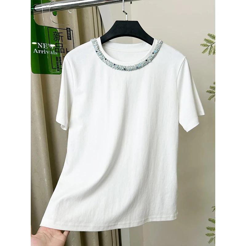 时尚简约领口小香风织带显瘦上衣352035