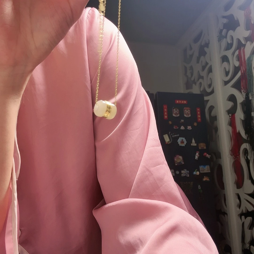 和田玉颈饰18K金镶嵌