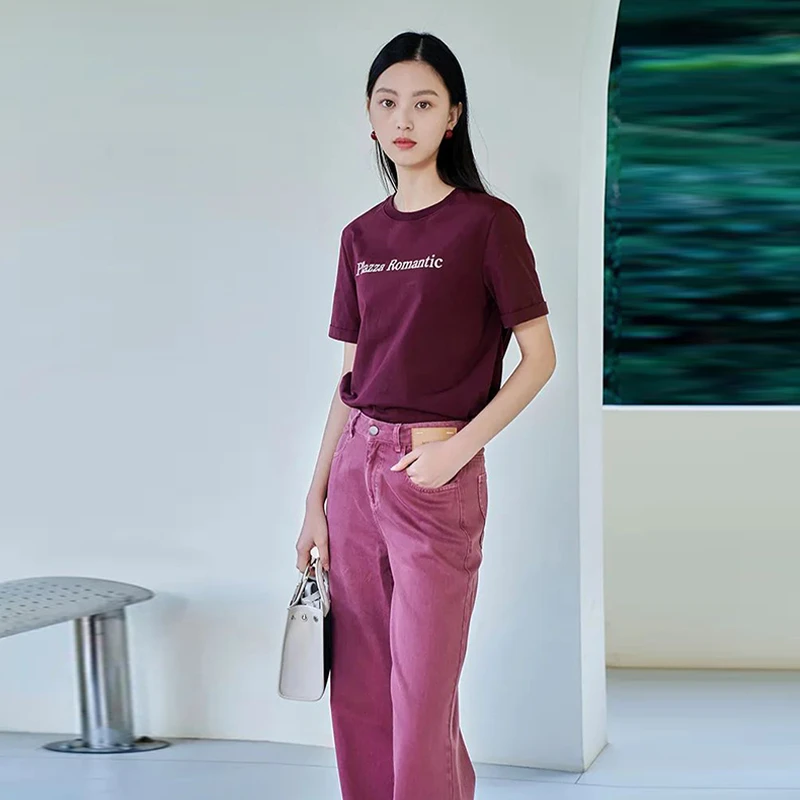 【ta图】经典款百搭显瘦牛仔拖地裤2025夏新款专柜撤柜品牌女装