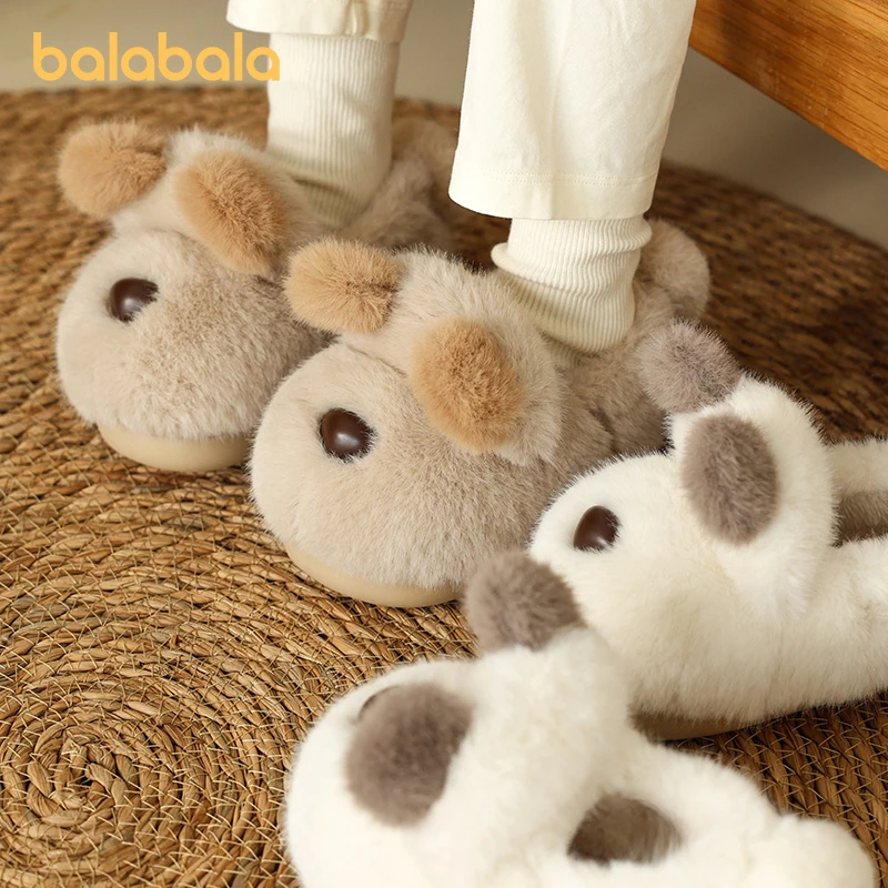 巴拉巴拉儿童棉拖鞋冬季宝宝家居毛毛舒适保暖室内拖鞋