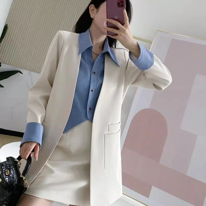 0348时尚减龄西装套装春季新款假西服显瘦出游短裙轻奢外套两件套