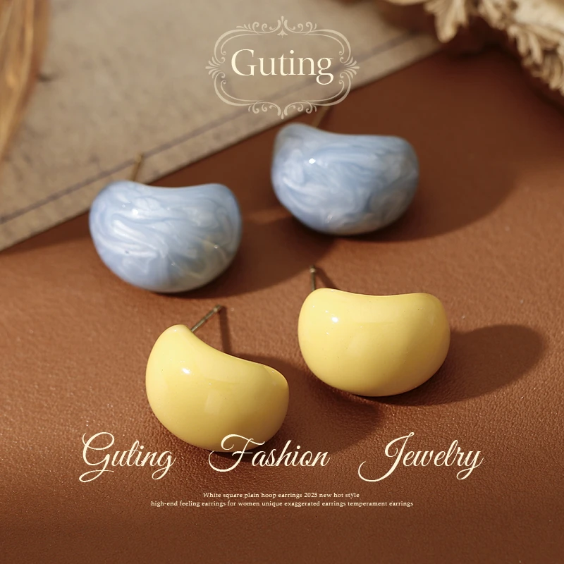 铜合金耳饰 21900多巴胺方形豆豆耳钉女夏天戴的耳环2025新款耳饰