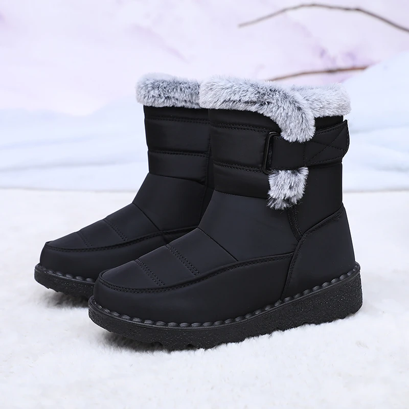 2025冬季新款雪地靴女加绒加厚棉靴防滑厚底高帮棉靴防水妈妈棉鞋