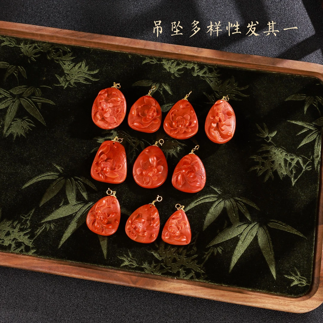 【红莲绽放】心如珠宝 18K南红莲花吊坠（多样性发其一）