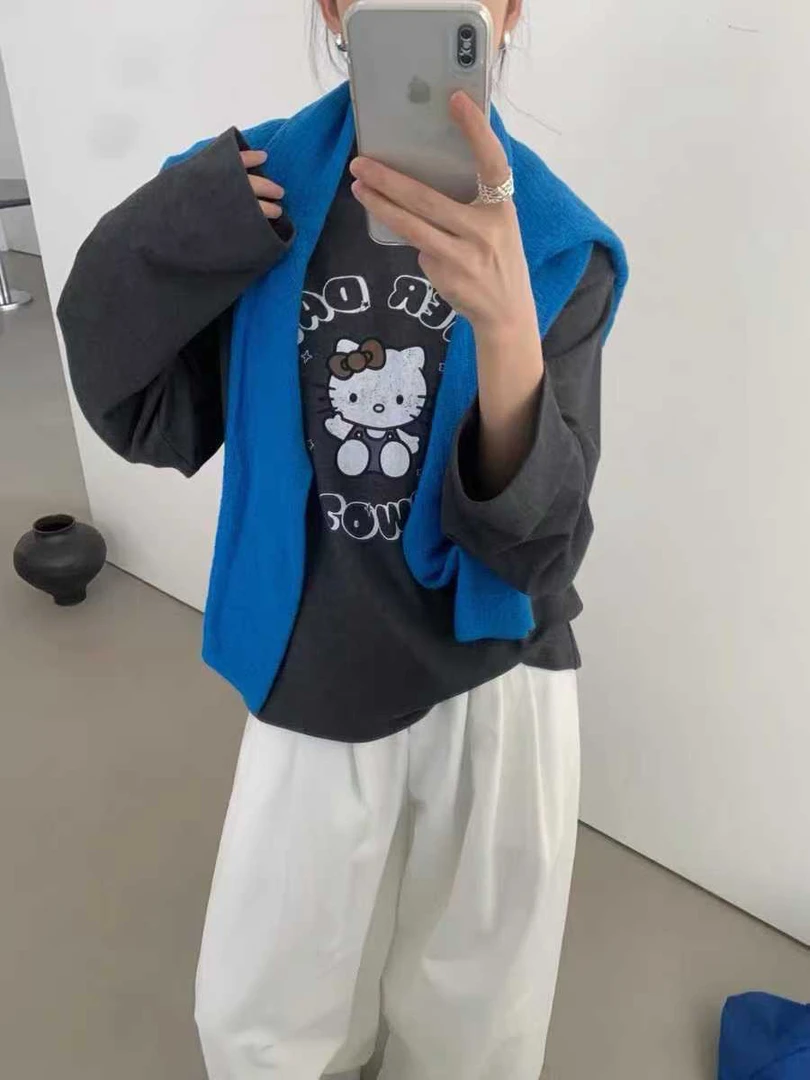 韩代哈喽猫咪正肩打底上衣258601