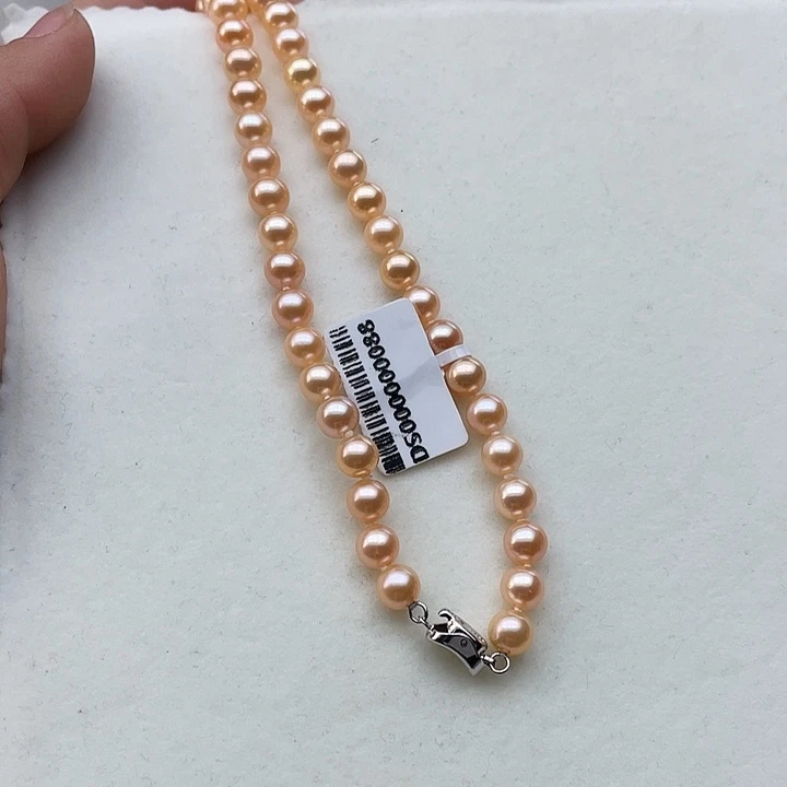 淡水珍珠颈饰银S925镶嵌卡7➕高品极光中国红