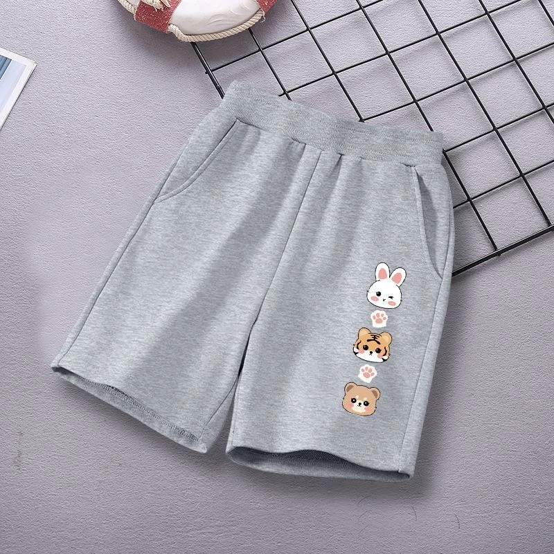 中大童纯棉A类儿童卡通印花五分裤2025夏新款男童女童休闲短裤潮