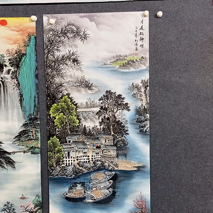 国画四尺夜景江南一副