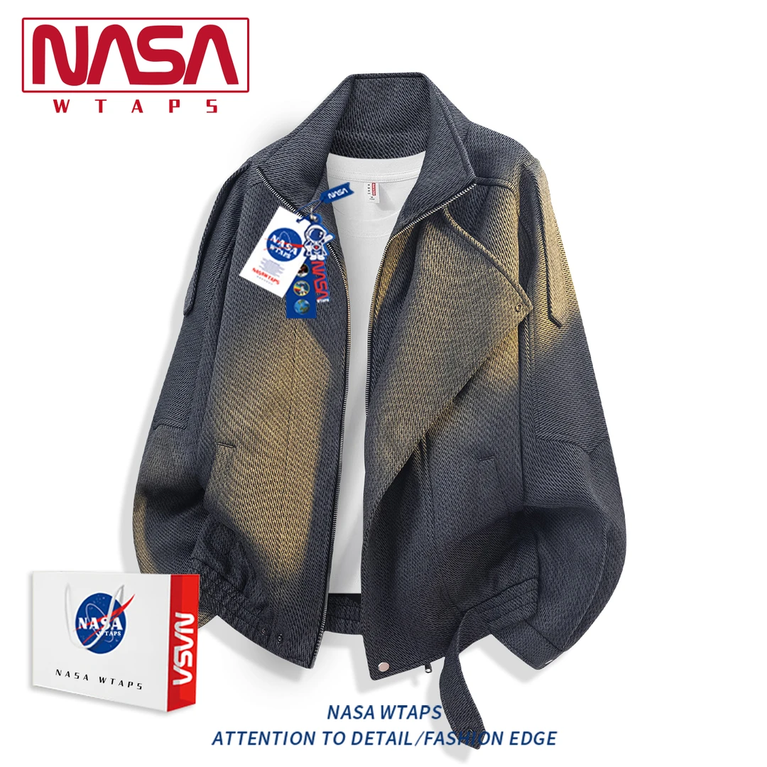 NASA WTAPS廓形双层领机车夹克男款春秋结构设计感韩系正肩外套