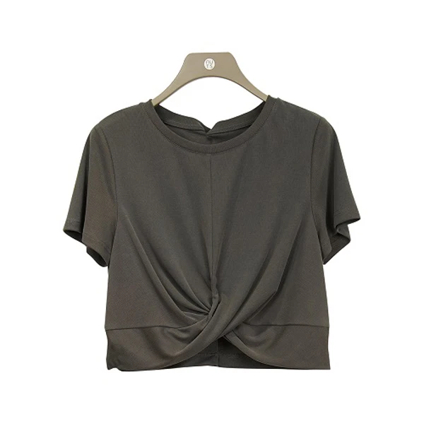 【商场专柜】夏季纯色时尚优雅气质圆领短袖T恤521