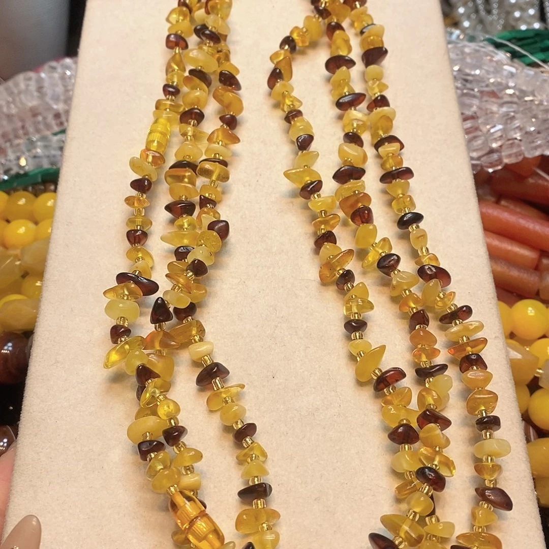 玛瑙/玉髓未镶嵌珠宝半成品天然蜜蜡琥珀项链一条
