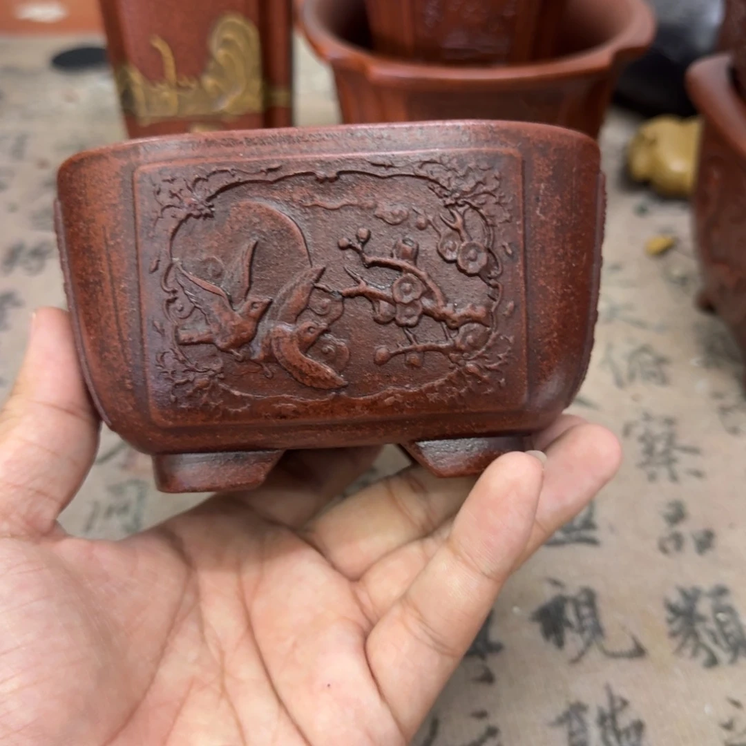 紫砂花盆11.5x6内经紫砂花盆