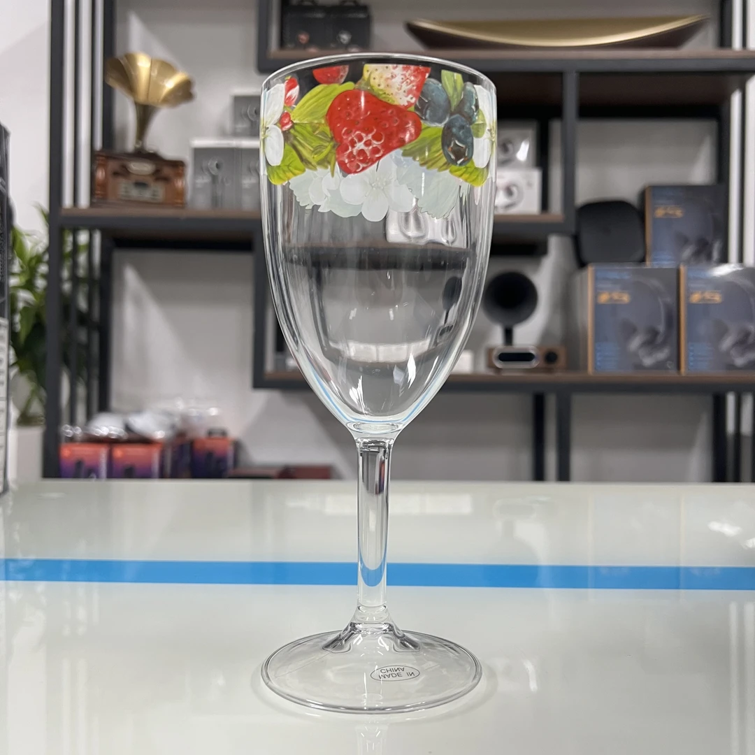 准新品 花纹亚克力高脚杯 红酒杯