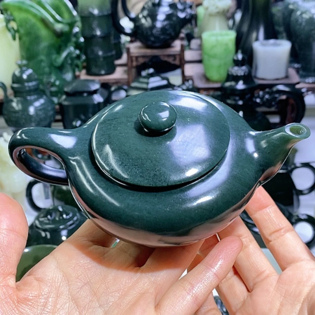 【闪购商品】和田玉摆件未镶嵌昆**玉青玉壶