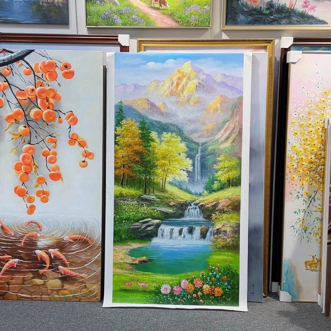 【闪购商品】油画新品玄关高山流水聚宝盆手绘80×160