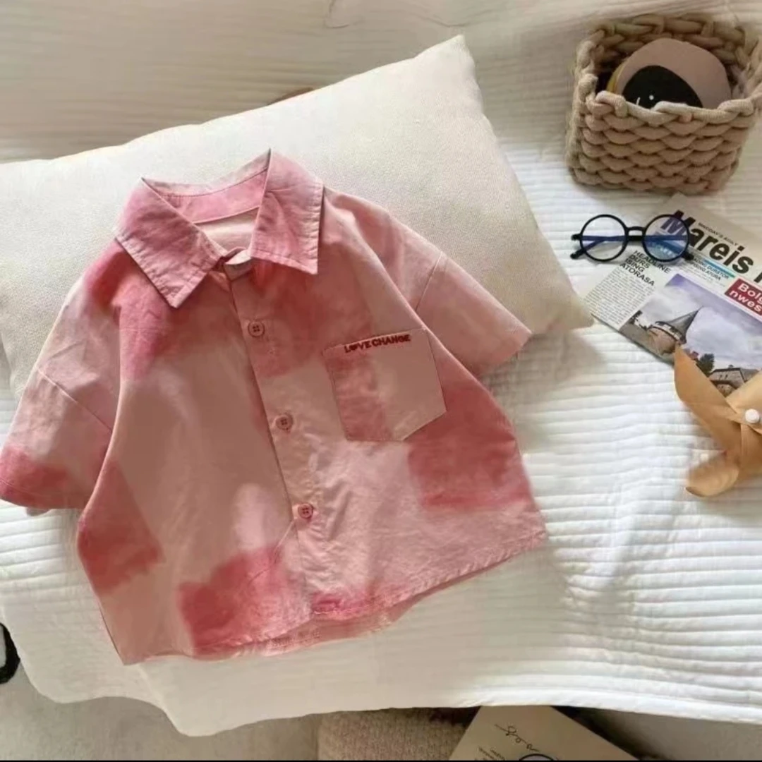 男童纯棉夏季新款衬衫韩版儿童衬衣小童时尚薄款短袖上衣