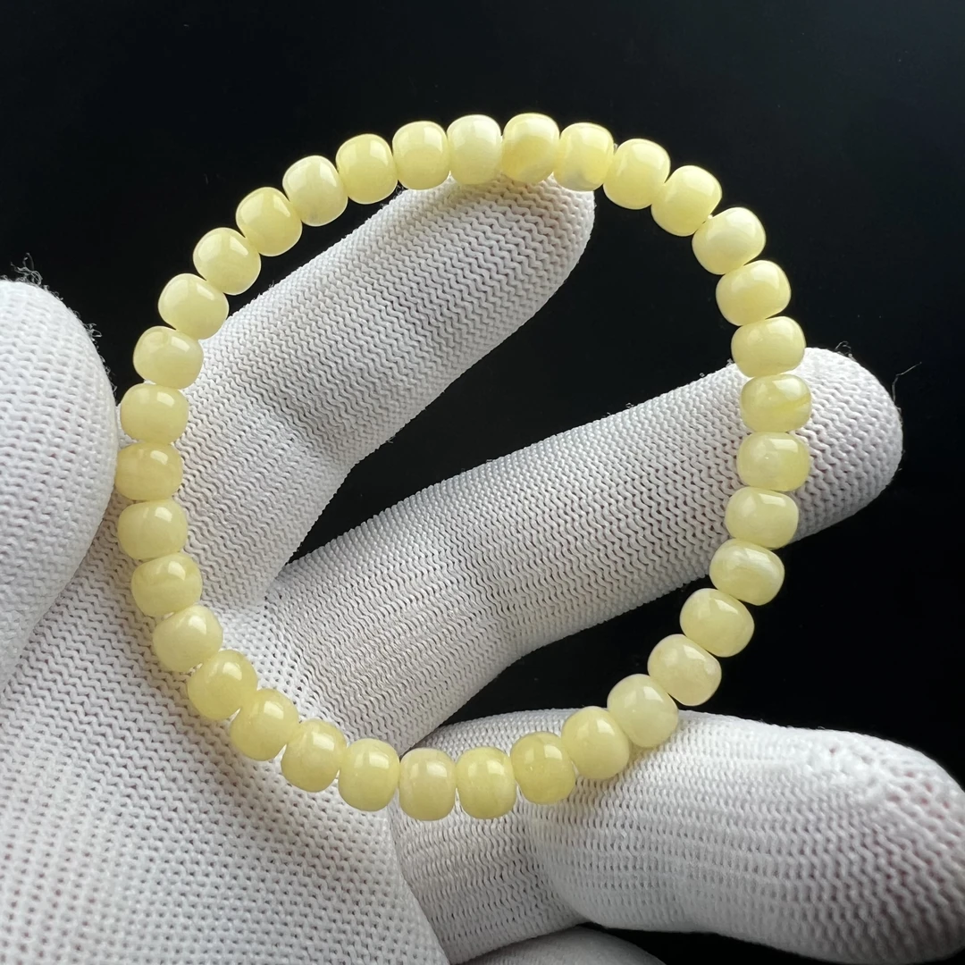 G1086天然原矿俄料蜜蜡手串6.8*5.8mm支持复检