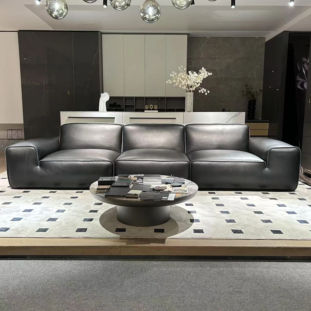 【无拼接羽绒版】大黑牛沙发全皮一皮到底客厅c位夏图