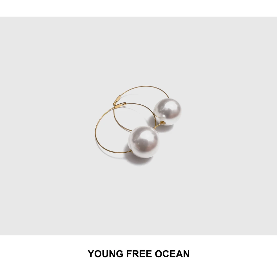 合金仿珍珠耳饰 YOUNG FREE OCEAN2025夏款 大珠子吊坠耳环00122