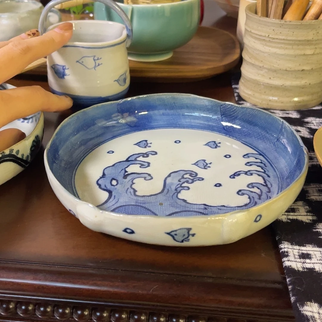 瓷片中岛文山小鸟薄胎盘15