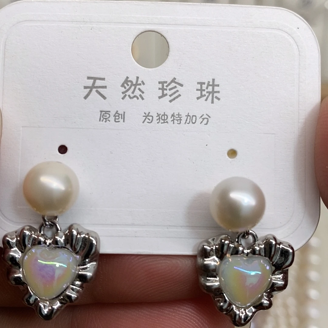 银S925镶嵌耳饰淡水珍珠