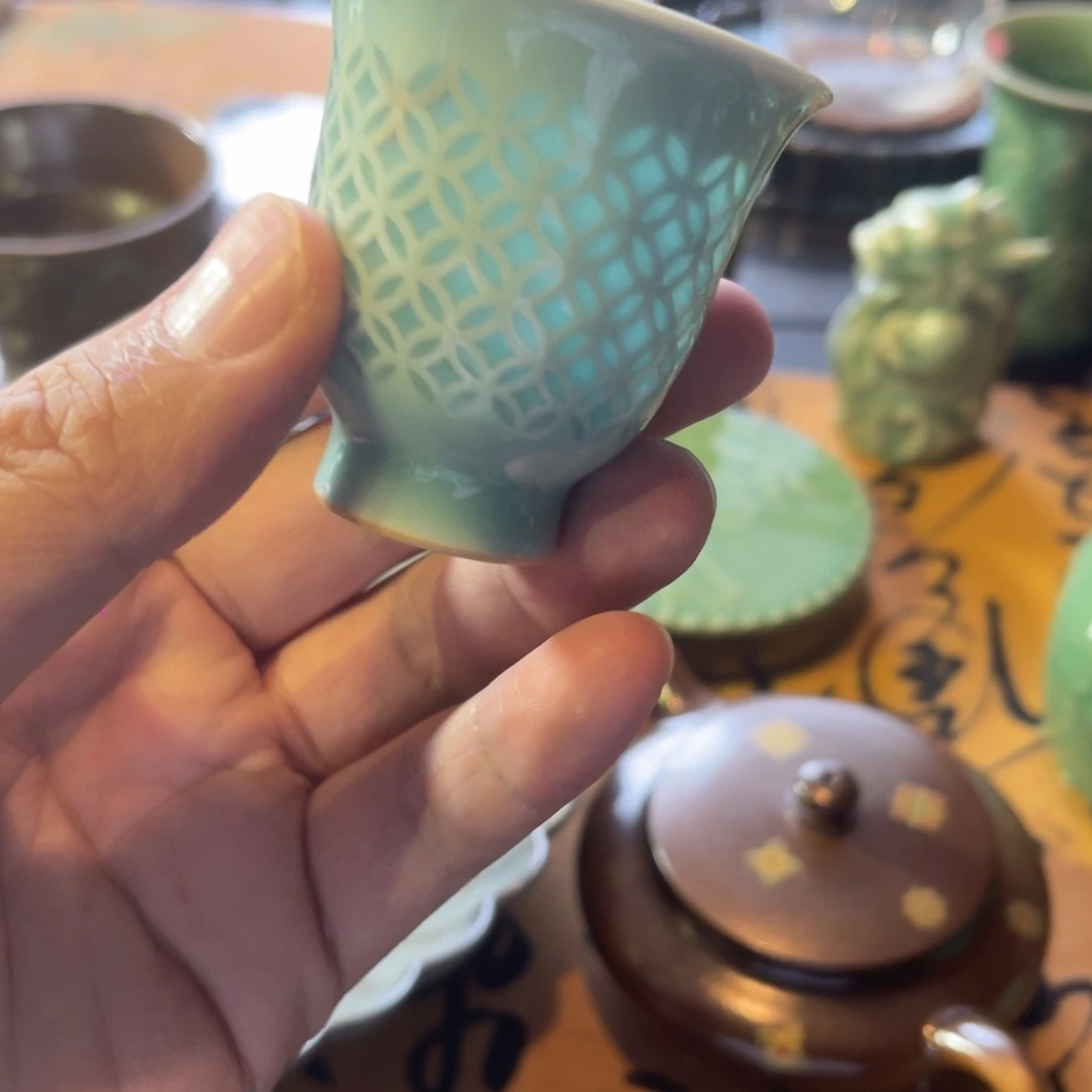 手工艺品琉璃龙泉青瓷杯子