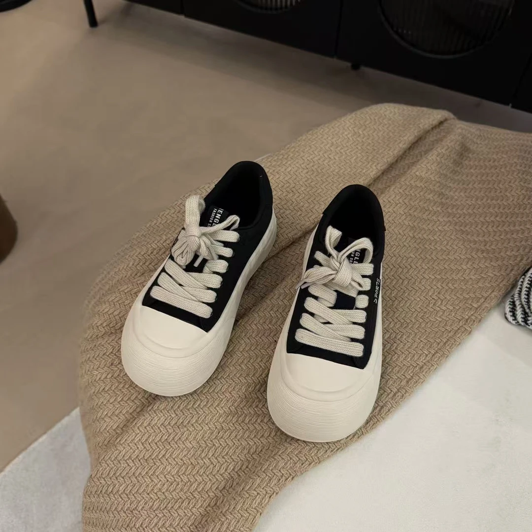 伟丽6店4327款【厚底真皮松糕底板鞋】板鞋防滑青年通用休闲鞋