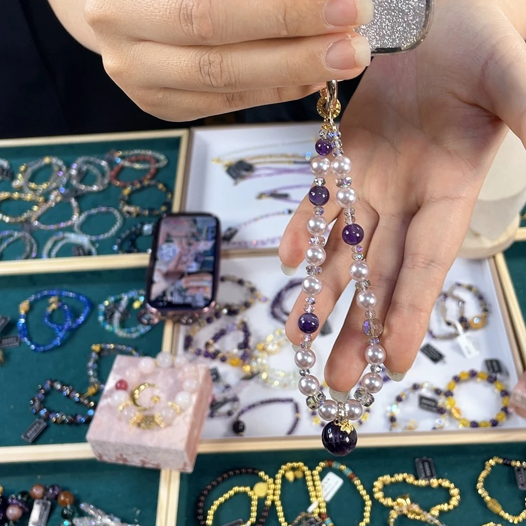 水晶手链银S925镀金镶嵌