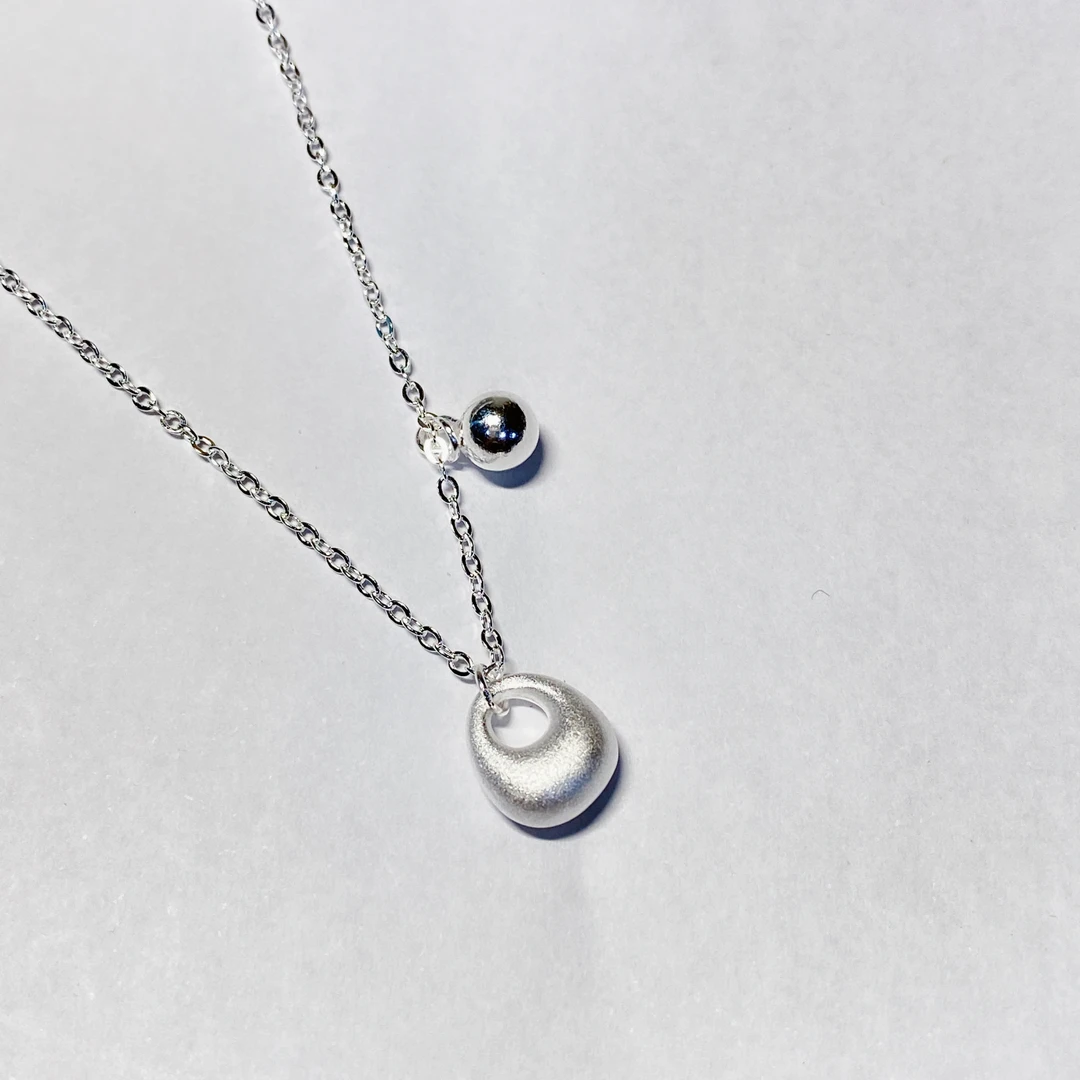 坠链均足银 990足银古法小福袋 小吊球 项链 总长45cm