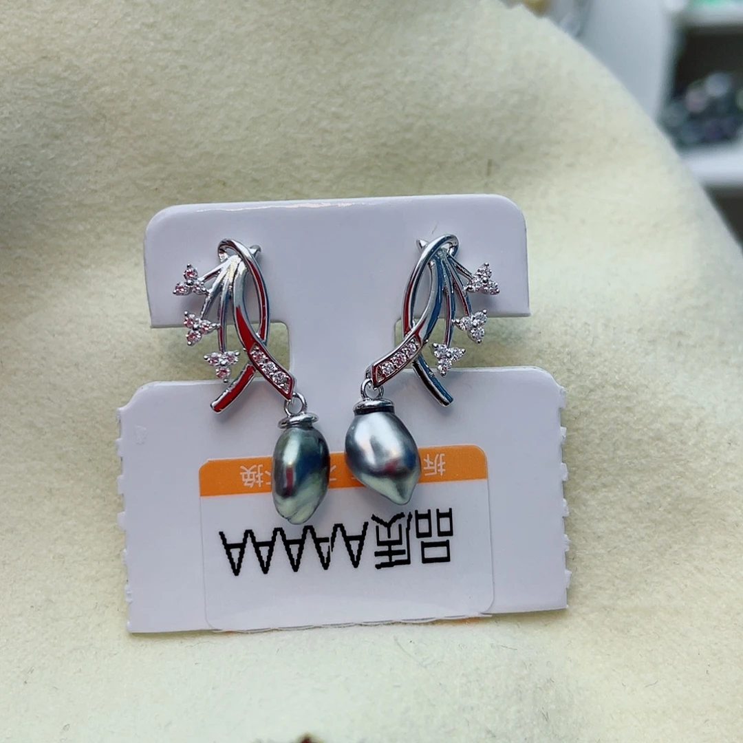 海水珍珠耳饰银S925镶嵌w60